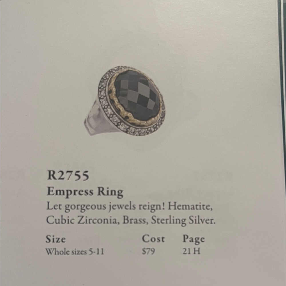Silpada Silver Hematite-Tone Faceted Cocktail Ring with Clear Accents - Picture 3 of 3